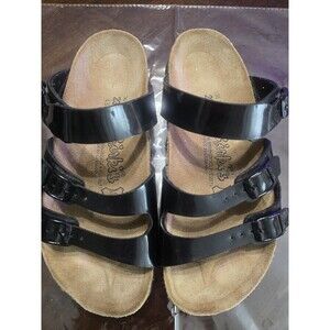 Birkenstock Birki’s Black Patent Triple Strap Sandals Size 36 US 5 Germany